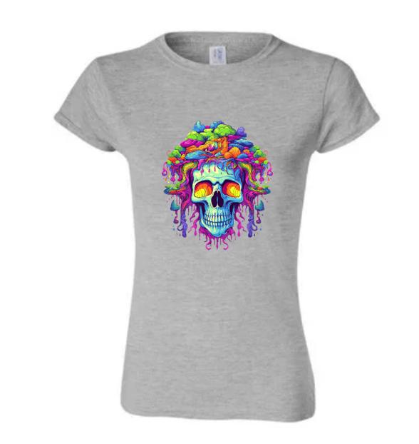Psychedelic Skull Shirt/Vibrant Graphic Tee/ Trippy Skull Design/Perfect for Alternative Fashion Lovers.