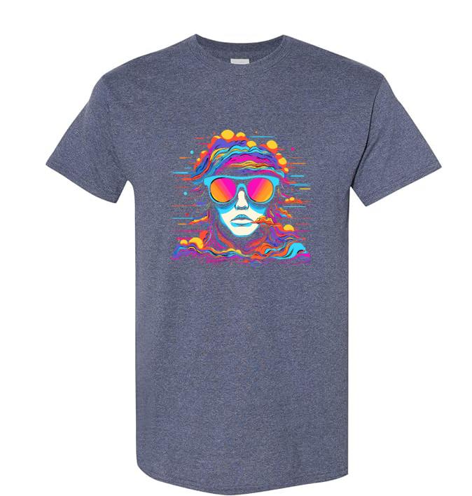 Psychedelic Face T-Shirt with Colorful Swirls - Embrace the Vibe!