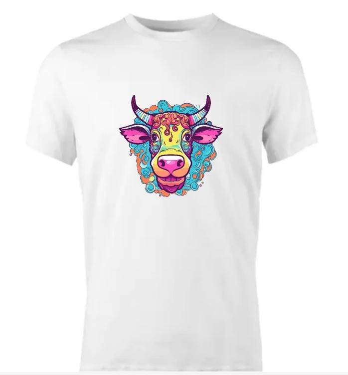 Psychedelic Cow T-Shirt/Vibrant and Unique Graphic Tee