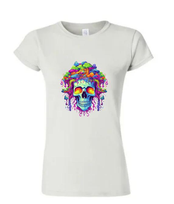 Psychedelic Skull Shirt/Vibrant Graphic Tee/ Trippy Skull Design/Perfect for Alternative Fashion Lovers.