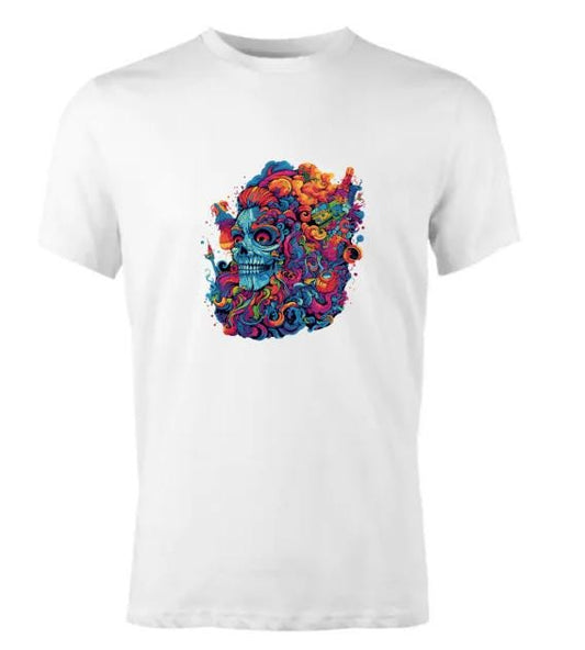 Colorful Psychedelic Skull Shirt - Bold Graphic Tee For Alternative Fashion Lovers