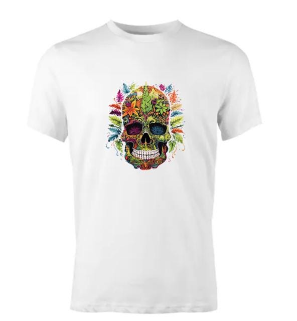 Psychedelic Skull Shirt/Vibrant Graphic Tee/ Trippy Skull Design/Perfect for Alternative Fashion Lovers.
