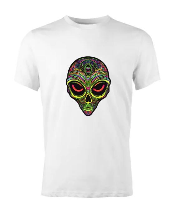 Cosmic Psychedelic Alien T-Shirt/Funky Graphic Tee/ Out-of-This-World Design/Retro UFO Vibes/Unique Gift for Sci-Fi Lovers