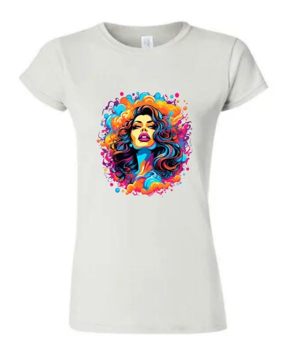 Psychedelic Woman T-Shirt/ Bohemian Graphic Tee/ Vibrant Art Shirt/ Festival Wear