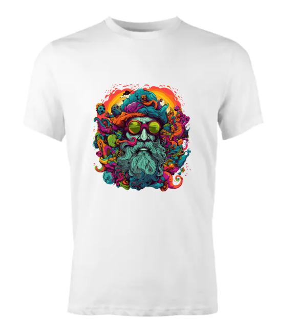 Psychedelic vintage hippy sunglasses man - vibrant tee for free spirits and bold style.