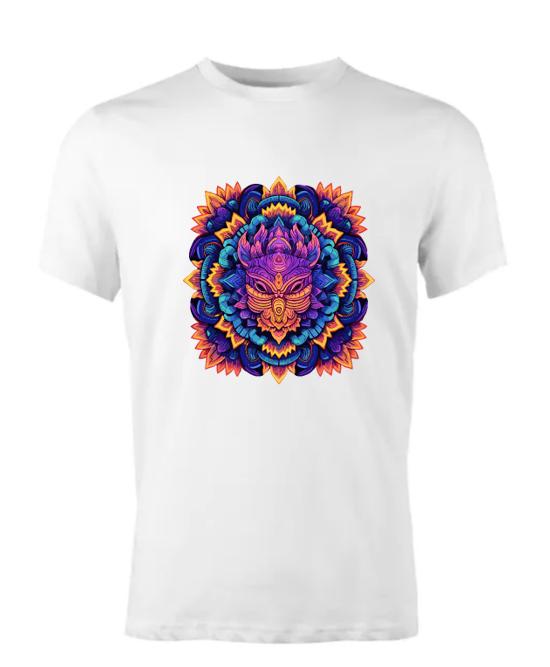 Psychedelic Mandala Warrior T-Shirt/Bohemian Graphic Tee/ Colorful Spiritual Art/For Men and Woman
