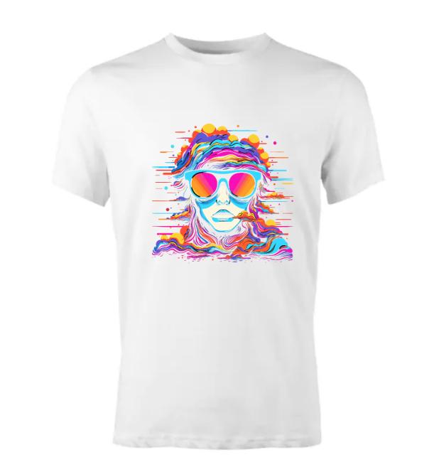 Psychedelic Face T-Shirt with Colorful Swirls - Embrace the Vibe!