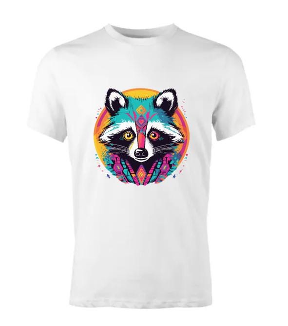 Psychedelic Raccoon T-Shirt/ Colorful Animal Tee/ Unique Graphic Tee/ Nature Lover Gift
