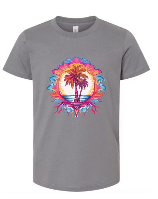 Psychedelic Palm Tree T-Shirt/ Vibrant Tropical Graphic Tee