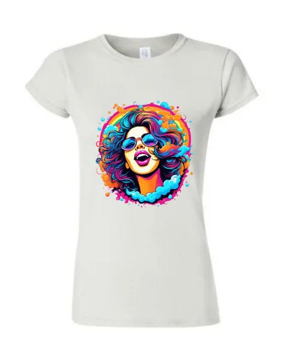 Psychedelic Woman T-Shirt/ Bohemian Graphic Tee/ Vibrant Art Shirt/ Festival Wear