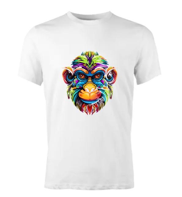 Psychedelic Monkey T-Shirt / Colorful Graphic Tee/ Unique Animal Art Shirt/ Fun Gift for Monkey Lovers
