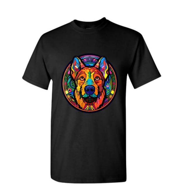Psychedelic German Shepherd T-Shirt/Trippy Dog Lover Tee/Unique Pet Apparel