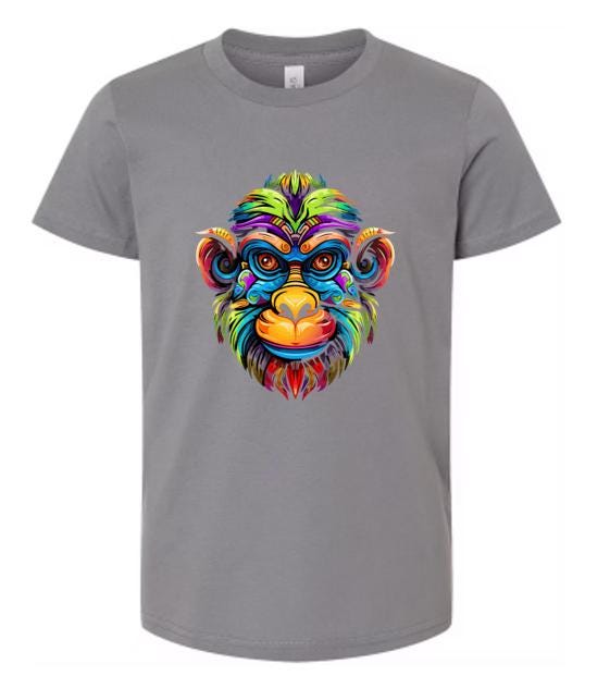 Psychedelic Monkey T-Shirt / Colorful Graphic Tee/ Unique Animal Art Shirt/ Fun Gift for Monkey Lovers