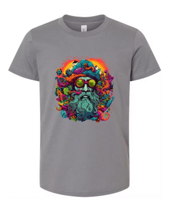 Psychedelic vintage hippy sunglasses man - vibrant tee for free spirits and bold style.