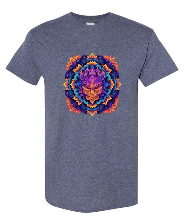 Psychedelic Mandala Warrior T-Shirt/Bohemian Graphic Tee/ Colorful Spiritual Art/For Men and Woman