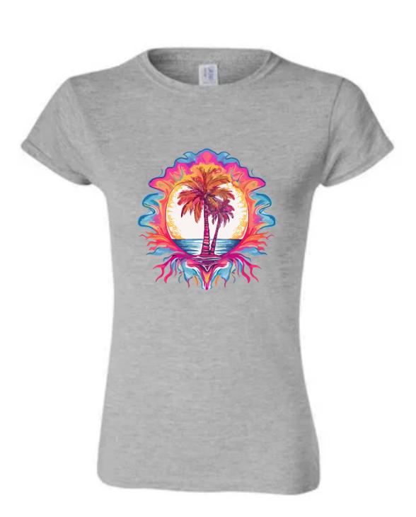 Psychedelic Palm Tree T-Shirt/ Vibrant Tropical Graphic Tee