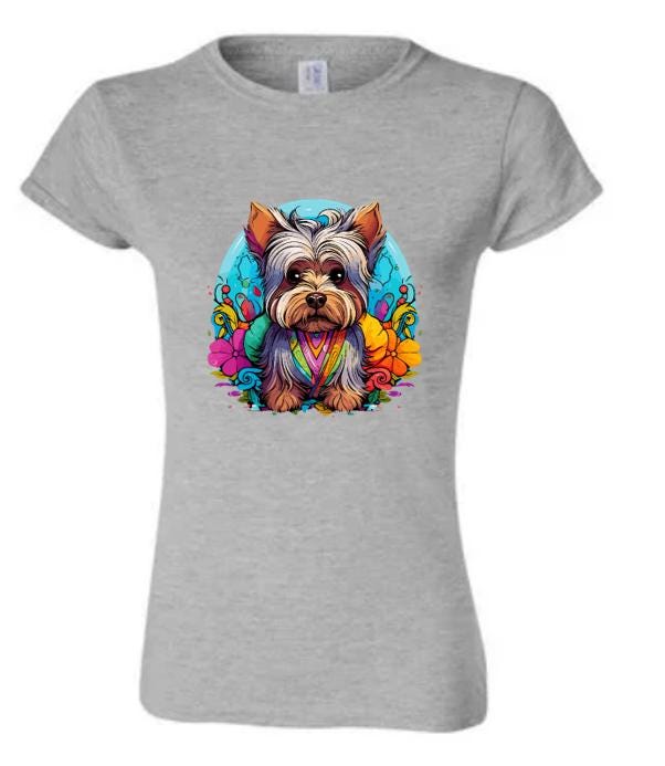 Psychedelic Yorkshire Terrier T-Shirt/ Colorful Dog Graphic Tee/ Unique Pet Lover Shirt/ Perfect Gift for Dog Owners