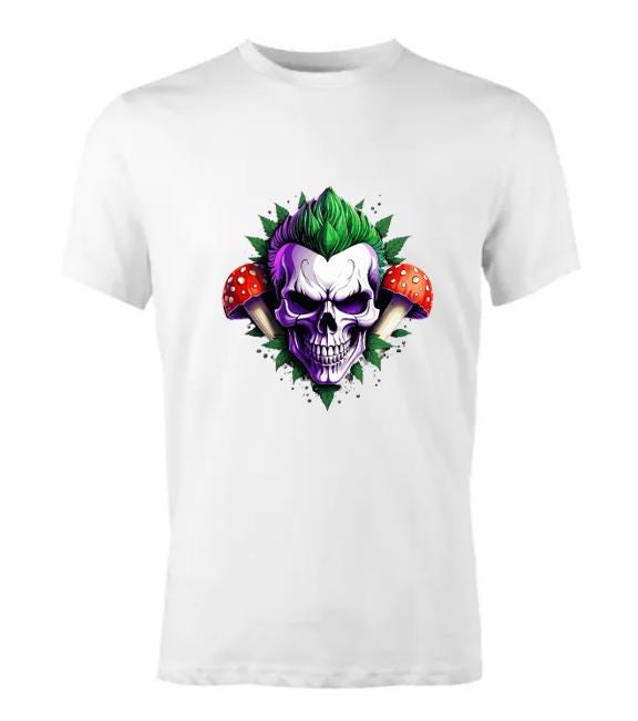 Vibrant Psychedelic Joker Skull T-Shirt/Unleash Your Inner Jester!