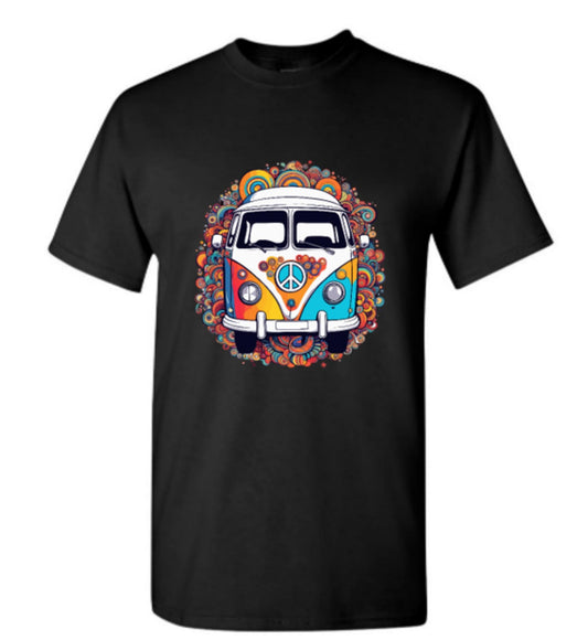 Psychedelic Volkswagen Vintage Van T-Shirt/ Colorful Hippie Graphic Tee / Retro Camper Shirt/ Boho Style