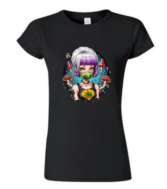 Psychedelic Woman & Mushrooms T-Shirt/Boho Graphic Tee/ Trippy Nature-Inspired Design/ Perfect for Festival Goers and Free Spirits.