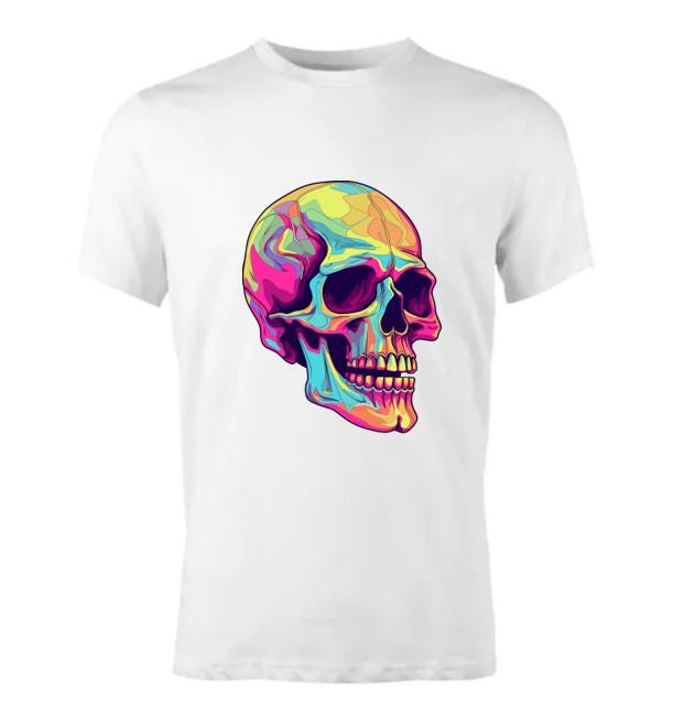 Psychedelic Skull T-Shirt/ Colorful Graphic Tee / Unique Art Shirt