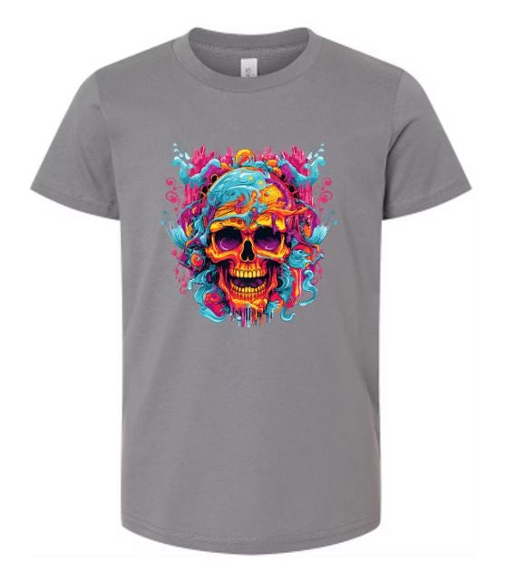 Psychedelic Skull T-Shirt/ Colorful Graphic Tee / Unique Art Shirt