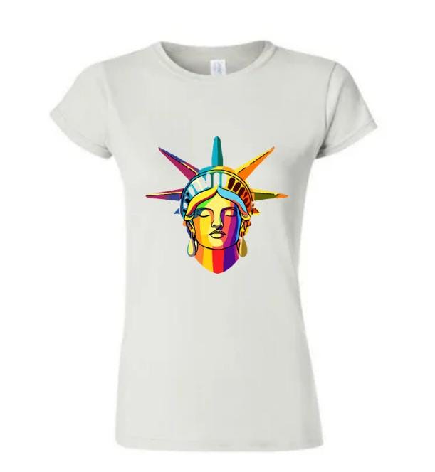 Psychedelic Statue of Liberty Face T-Shirt - Artistic Graphic Tee