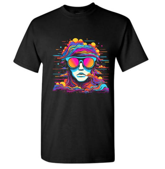 Psychedelic Face T-Shirt with Colorful Swirls - Embrace the Vibe!