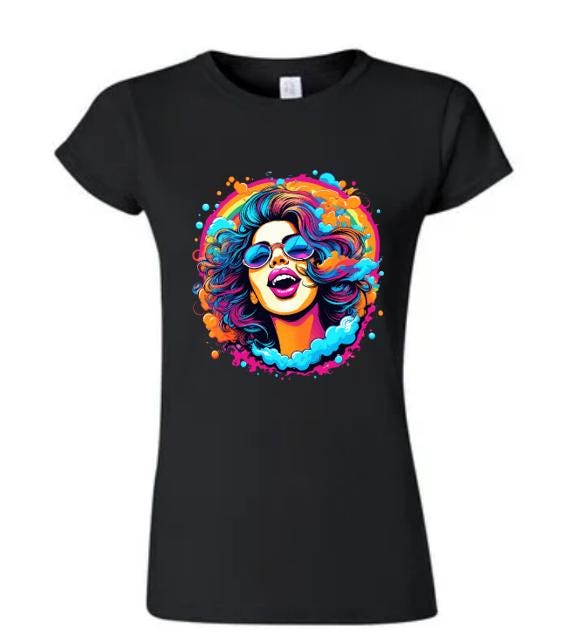 Psychedelic Woman T-Shirt/ Bohemian Graphic Tee/ Vibrant Art Shirt/ Festival Wear