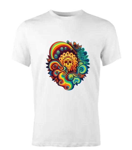 Psychedelic Skull T-Shirt/ Colorful Graphic Tee / Unique Art Shirt