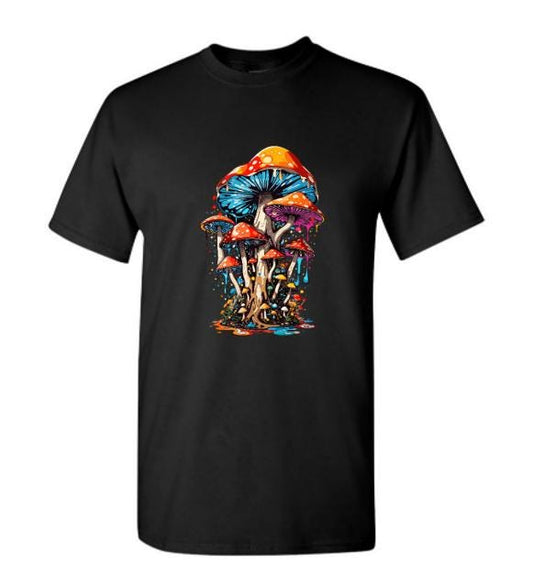 Psychedelic Mushroom T-Shirt/Vibrant Boho Graphic Tee/Trippy Fungi Design/Perfect for Nature Lovers and Festival Goers.