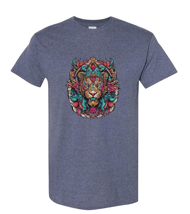 Psychedelic Lion T-Shirt / Colorful Graphic Tee - Unisex Wild Animal Shirt