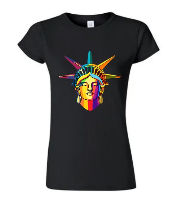 Psychedelic Statue of Liberty Face T-Shirt - Artistic Graphic Tee
