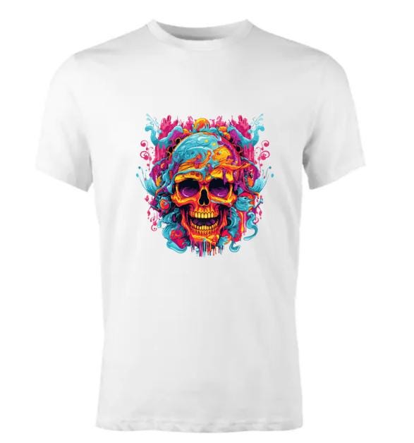 Psychedelic Skull T-Shirt/ Colorful Graphic Tee / Unique Art Shirt