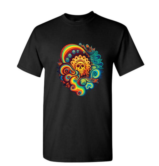 Psychedelic Skull T-Shirt/ Colorful Graphic Tee / Unique Art Shirt