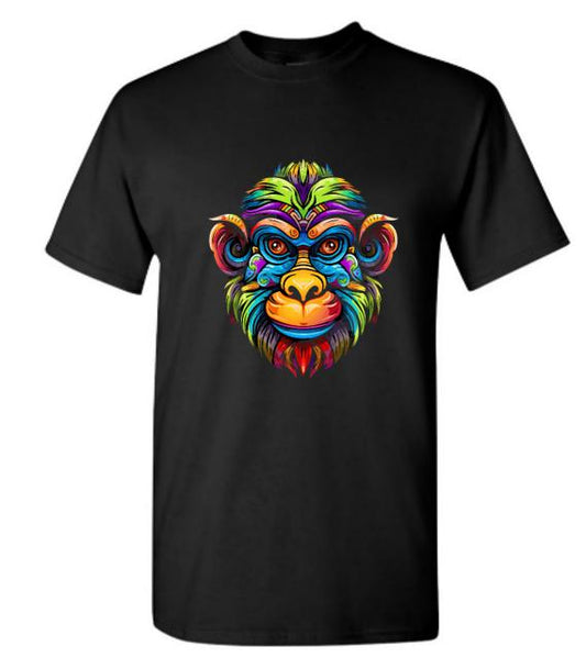 Psychedelic Monkey T-Shirt / Colorful Graphic Tee/ Unique Animal Art Shirt/ Fun Gift for Monkey Lovers