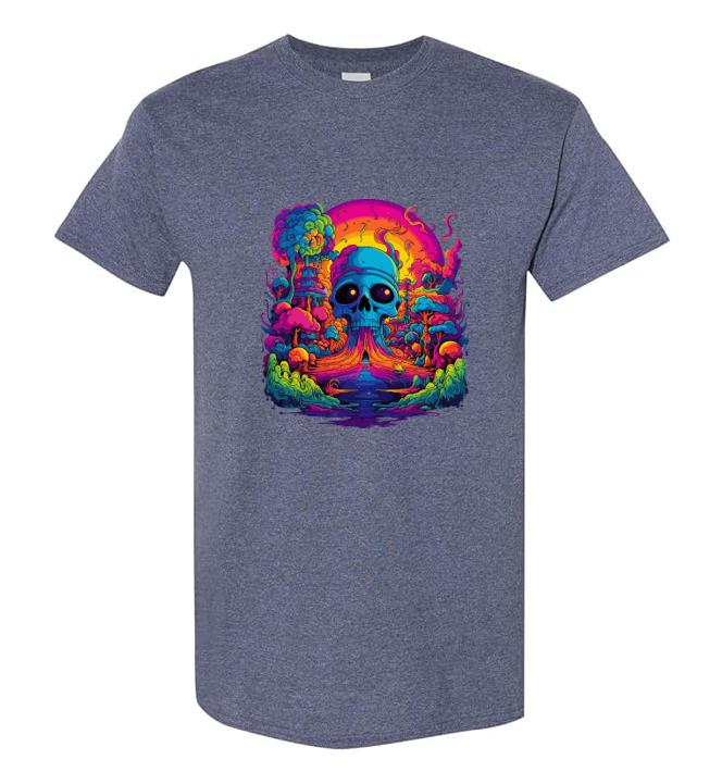 Psychedelic Skull Shirt/Vibrant Graphic Tee/ Trippy Skull Design/Perfect for Alternative Fashion Lovers.
