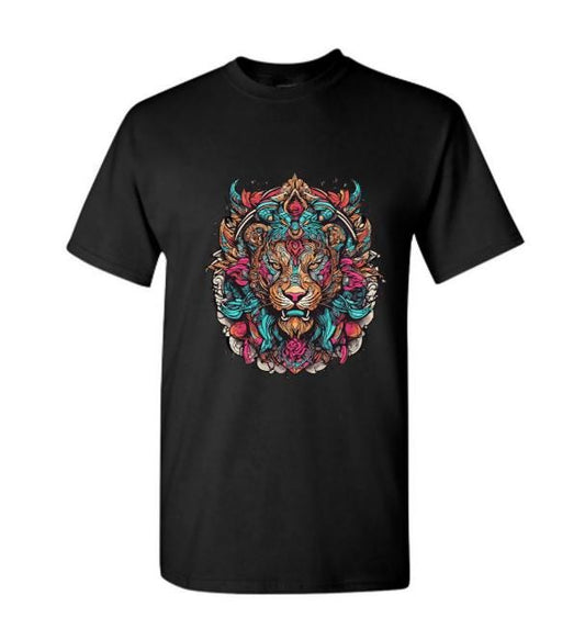Psychedelic Lion T-Shirt / Colorful Graphic Tee - Unisex Wild Animal Shirt