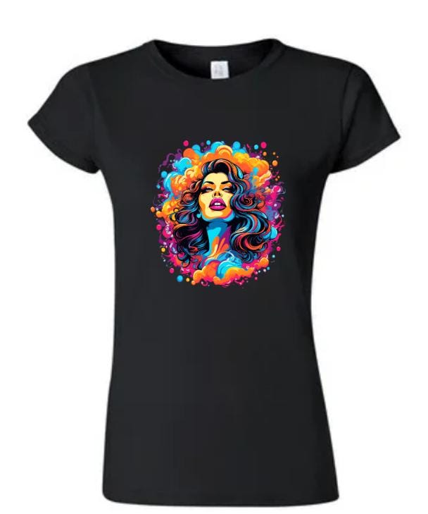 Psychedelic Woman T-Shirt/ Bohemian Graphic Tee/ Vibrant Art Shirt/ Festival Wear