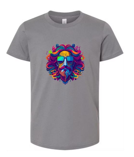 Psychedelic vintage hippy sunglasses man - vibrant tee for free spirits and bold style.