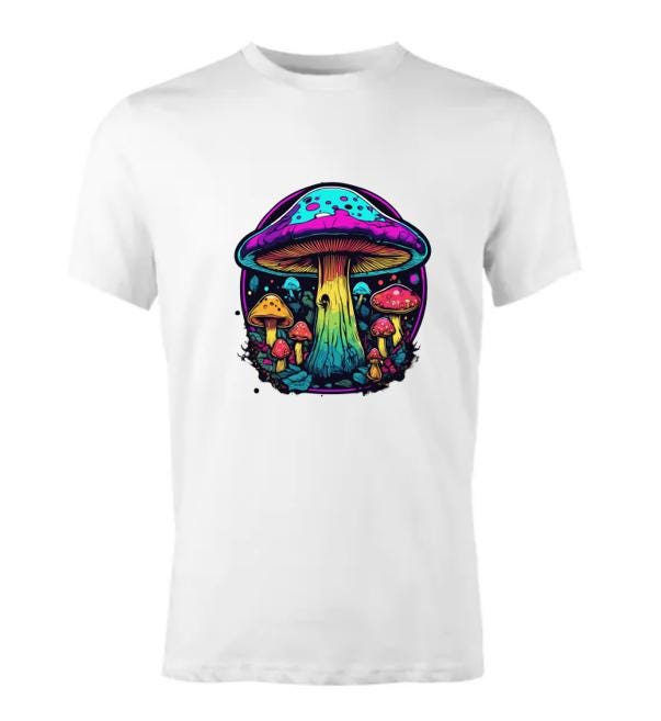 Psychedelic Mushroom T-Shirt/Vibrant Boho Graphic Tee/Trippy Fungi Design/Perfect for Nature Lovers and Festival Goers.