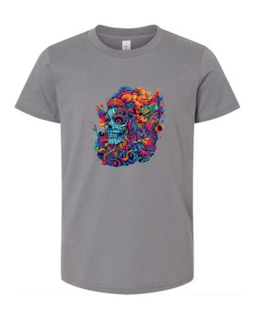 Colorful Psychedelic Skull Shirt - Bold Graphic Tee For Alternative Fashion Lovers