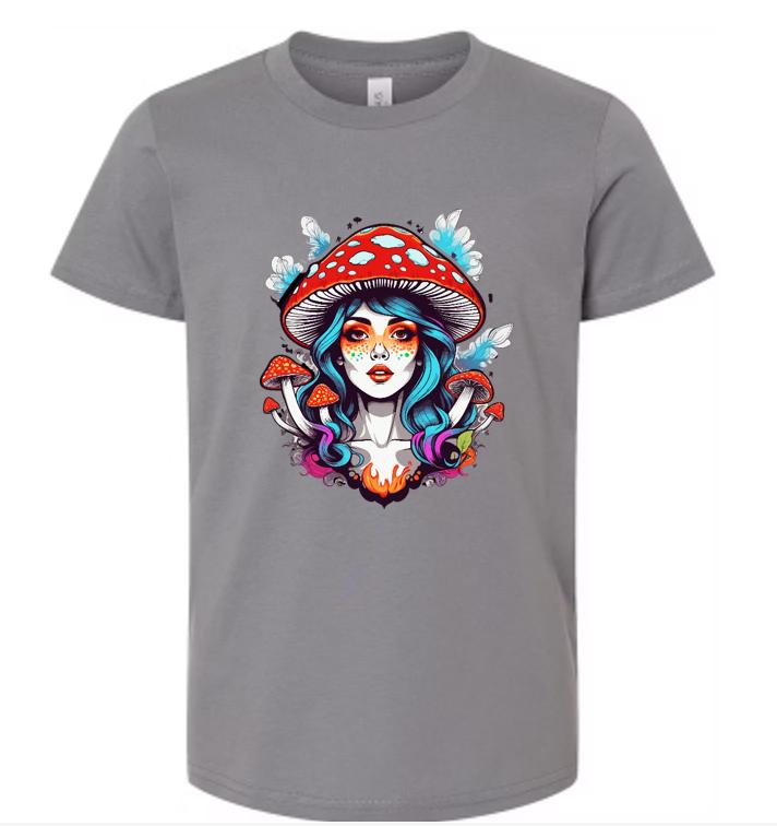 Psychedelic Woman & Mushrooms T-Shirt/Boho Graphic Tee/ Trippy Nature-Inspired Design/ Perfect for Festival Goers and Free Spirits.