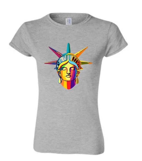 Psychedelic Statue of Liberty Face T-Shirt - Artistic Graphic Tee