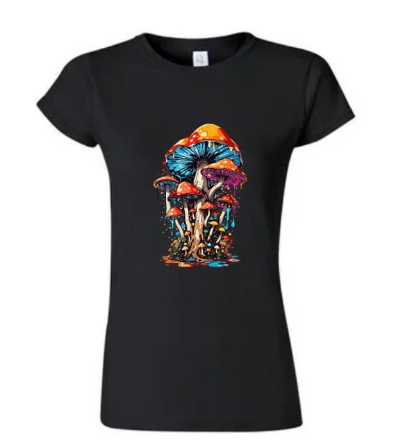 Psychedelic Mushroom T-Shirt/Vibrant Boho Graphic Tee/Trippy Fungi Design/Perfect for Nature Lovers and Festival Goers.