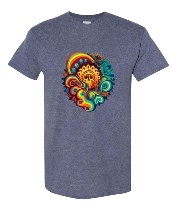 Psychedelic Skull T-Shirt/ Colorful Graphic Tee / Unique Art Shirt