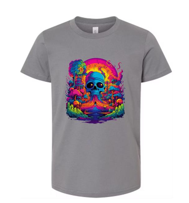 Psychedelic Skull Shirt/Vibrant Graphic Tee/ Trippy Skull Design/Perfect for Alternative Fashion Lovers.