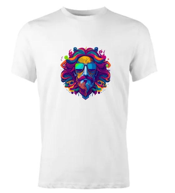 Psychedelic vintage hippy sunglasses man - vibrant tee for free spirits and bold style.