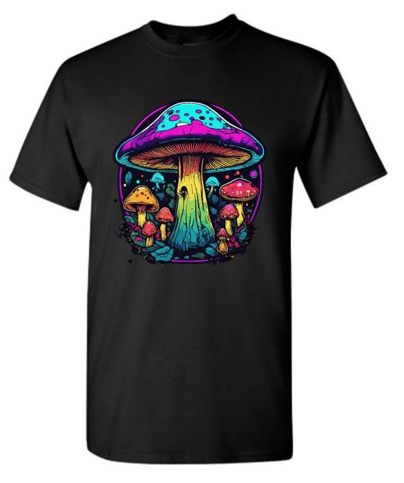 Psychedelic Mushroom T-Shirt/Vibrant Boho Graphic Tee/Trippy Fungi Design/Perfect for Nature Lovers and Festival Goers.