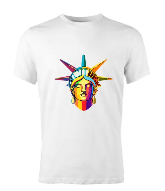 Psychedelic Statue of Liberty Face T-Shirt - Artistic Graphic Tee